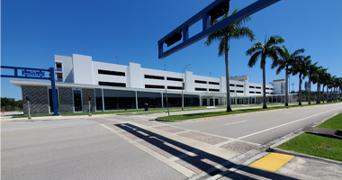 Roadside view of FAU's Schmidt Family Complex for Academic and Athletic Excellence