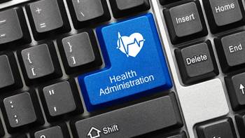 Keyboard with Health Administration button and information about academic programs