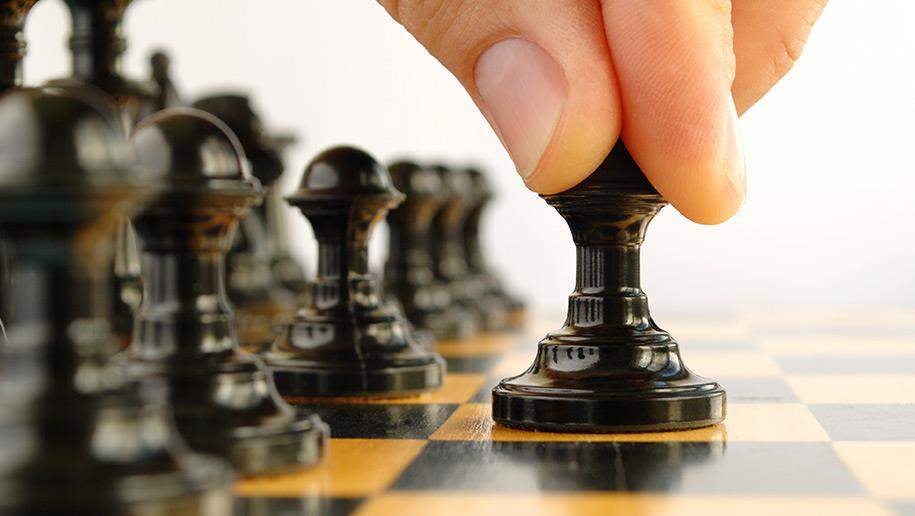 Chess pieces and program information about a Major in Management