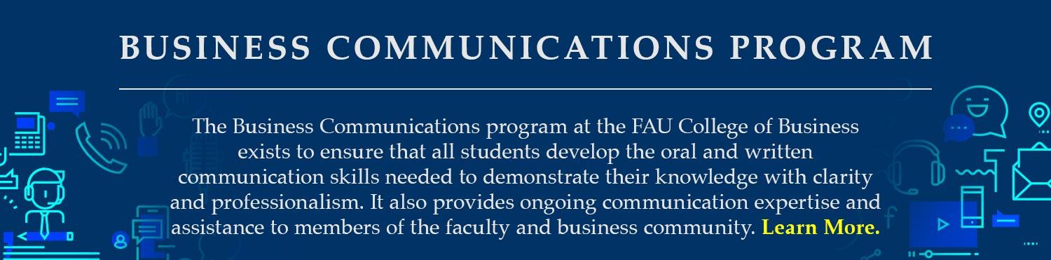 Business Communications Program mission statement leading to the Business Communications Program page