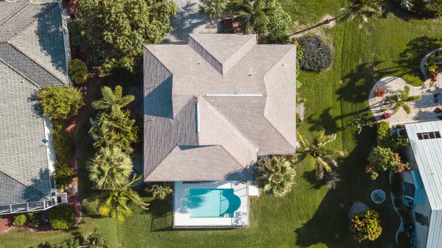 Overhead view of home with pool in Florida